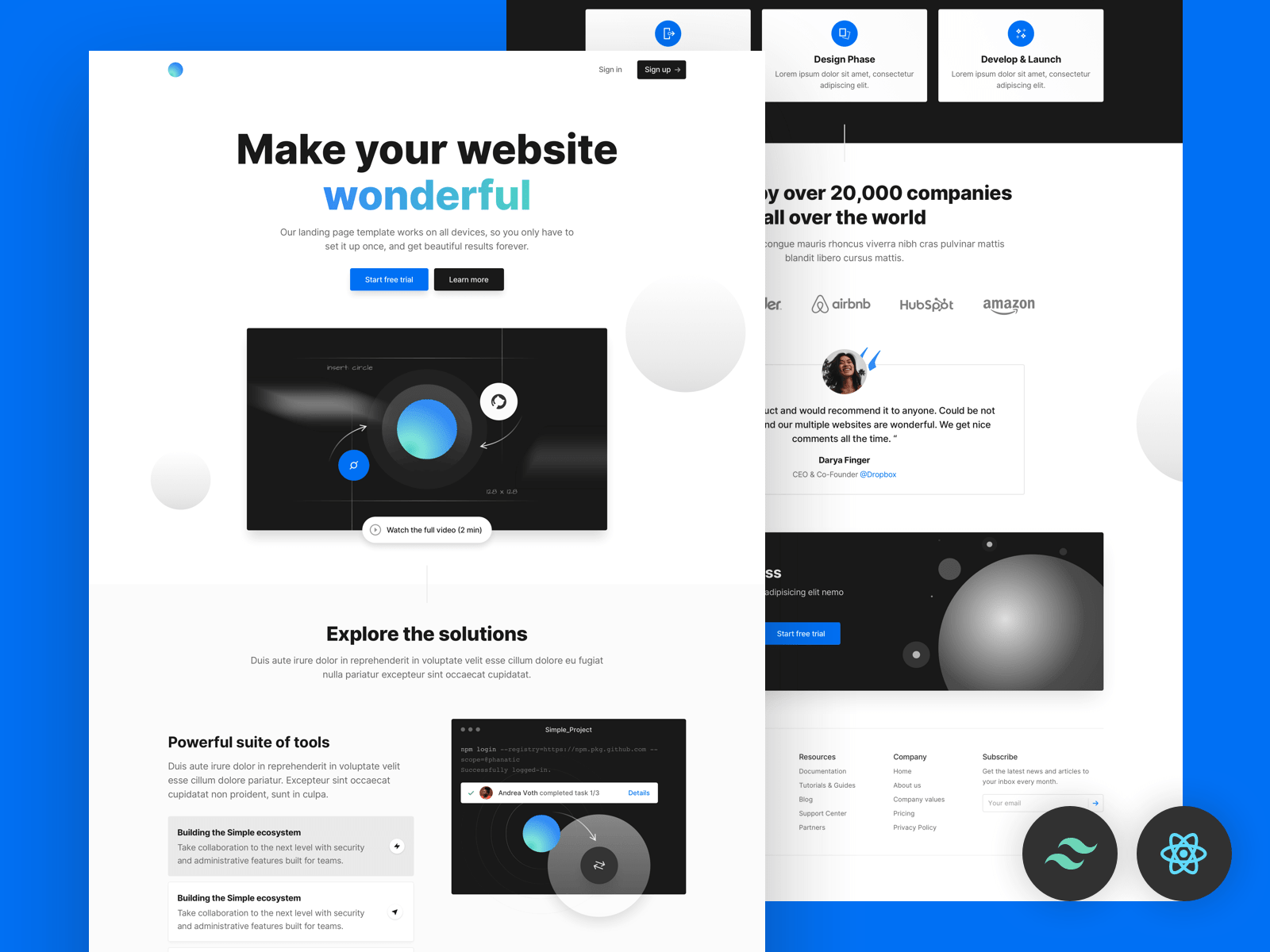 Free Tailwind landing page template